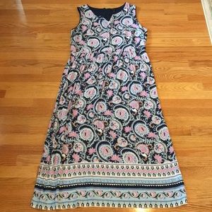 Talbots Pink/Navy Paisley Maxi Dress